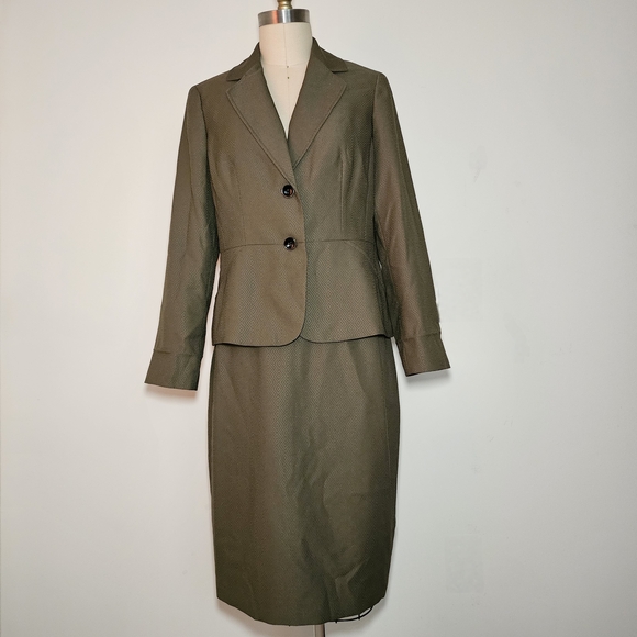 Olive Two Button Blazer & Skirt Suit Set - Picture 1 of 4